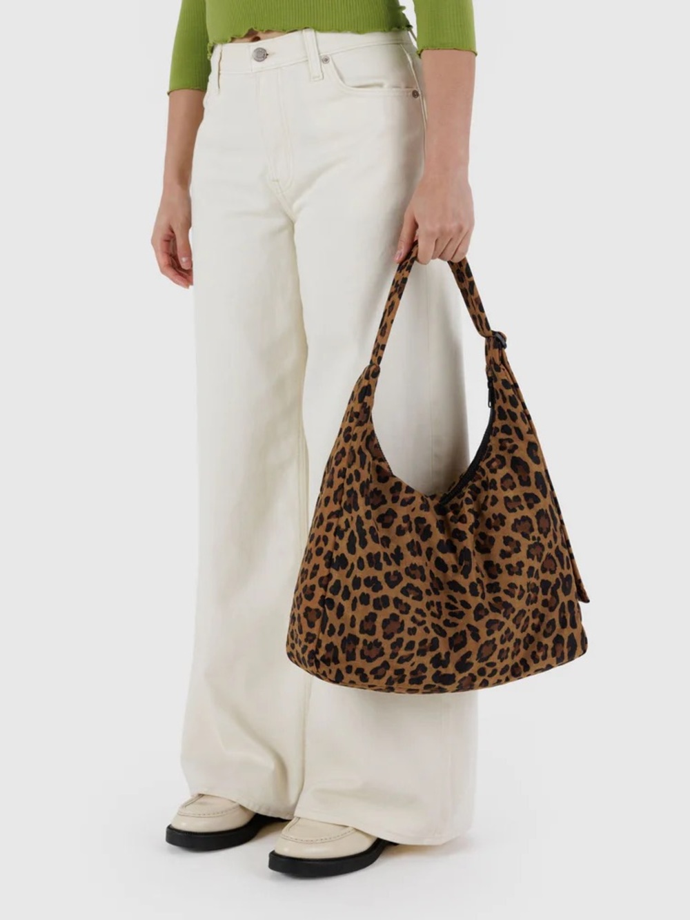 Baggu Leopard Print Hobo Shoulder Bag - Brown